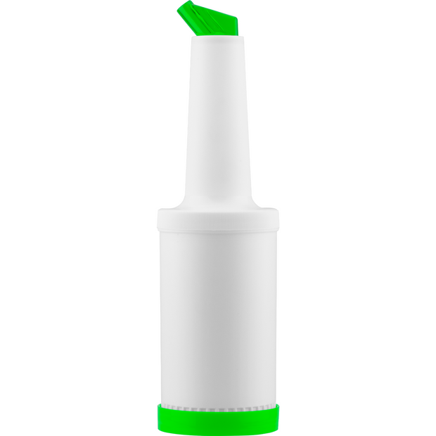 Polypropylene juice/syrup bottle with pourer green 1L