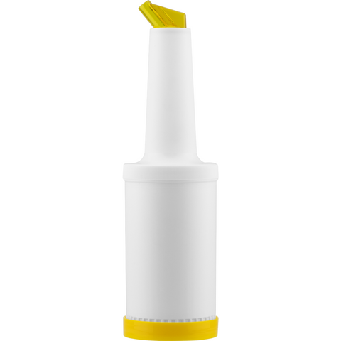 Polypropylene juice/syrup bottle with pourer yellow 1L