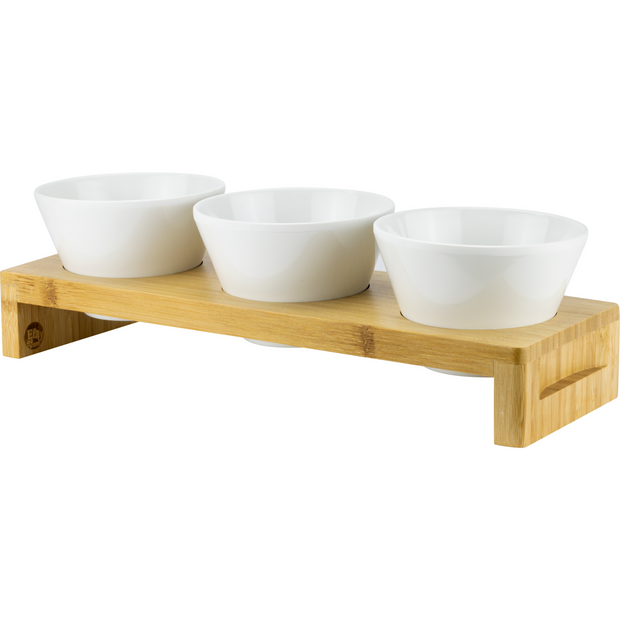 Set of 3 pcs melamine bowls with bamboo tray 40cm