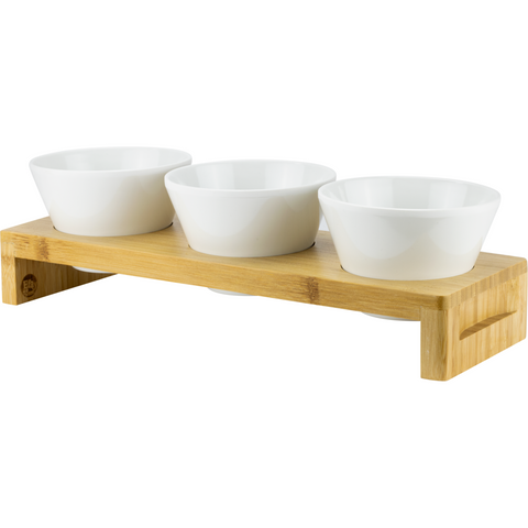 Set of 3 pcs melamine bowls with bamboo tray 29cm