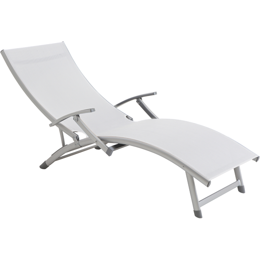 Aluminium frame sun lounger with armrest beige 170x52cm