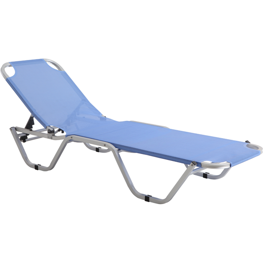 Aluminium frame sun lounger with 4 reclining position light blue 195x80cm