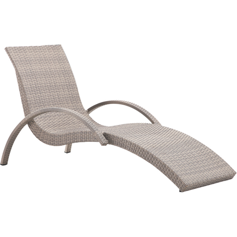 Aluminium frame sun lounger with grey PVC rattan base 184x53cm