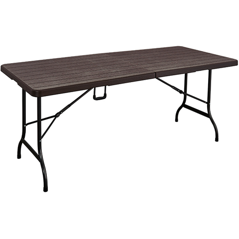 Folding rectangular table with  brown wooden design 180cm