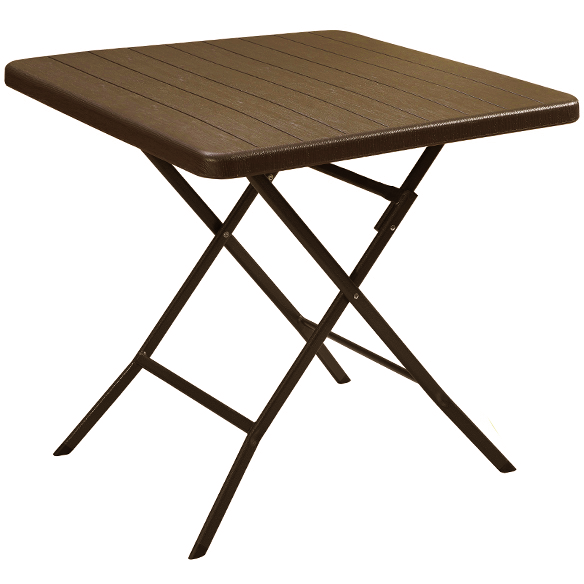 Folding square table with brown wooden design 78x78x74cm