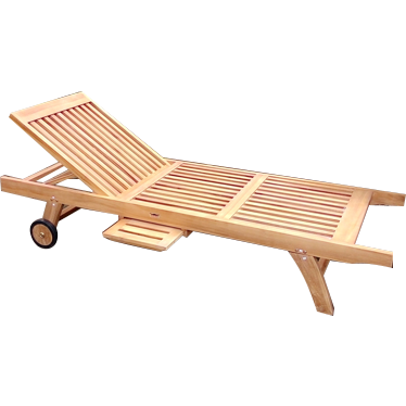 Java wooden sun lounger with side tray and 4 reclining positions "Eco" 200x65cm