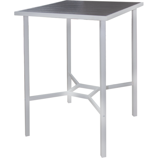Square bar table "Plastic Wood" white/grey 70x103cm