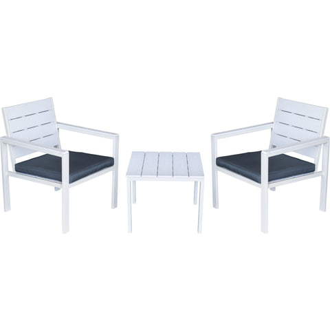 3pcs outdoor setting "Plastic Wood" white/anthracite with white frame