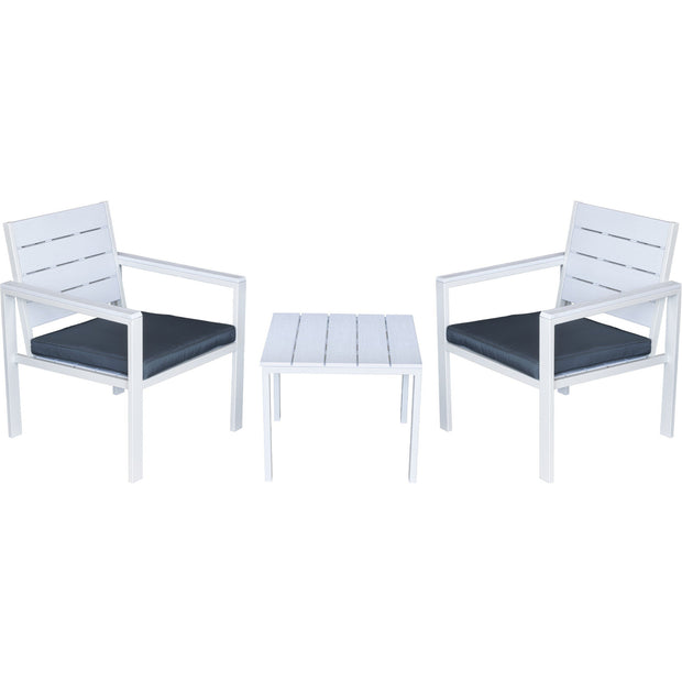 3pcs outdoor setting "Plastic Wood" white/anthracite with white frame