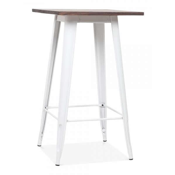 Metal/wood square bar table "Antique-Retro" white 60cm