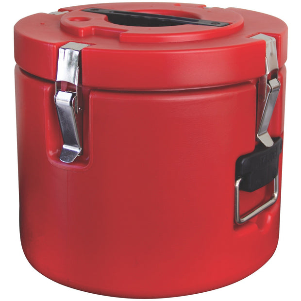 Round insulated food transport container red 34 litres