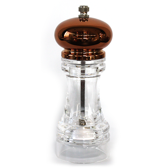 Acrylic salt/pepper mill with bronze finish top 18cm