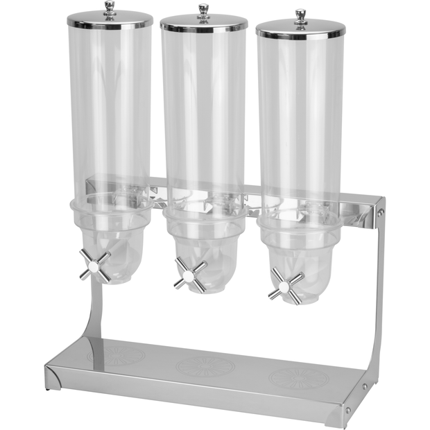 3 cereal dispensers with stainless steel stand 3.5 litres x3