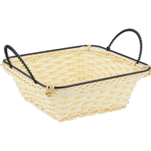 Square waterproof bread basket with metal handles 18cm