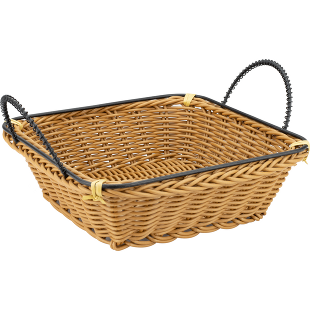 Square waterproof bread basket with metal handles 18cm