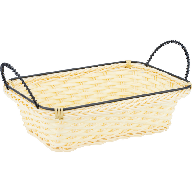 Rectangular waterproof bread basket with metal handles 23cm