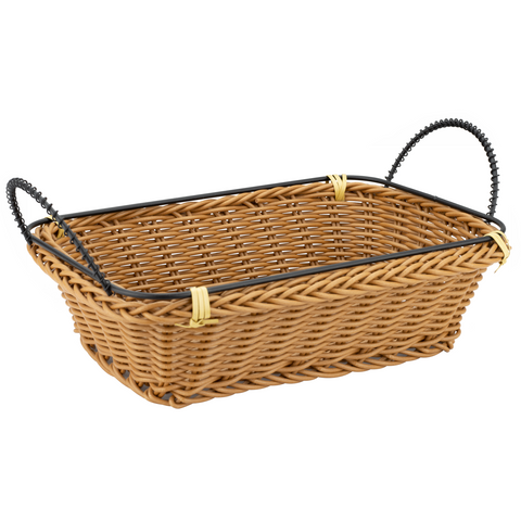 Rectangular waterproof bread basket with metal handles 23cm