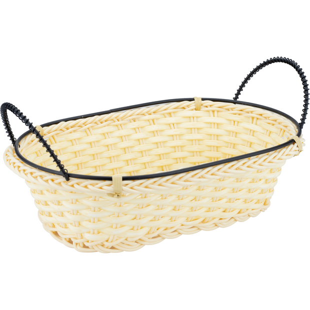 Oval waterproof bread basket with metal handles 23cm