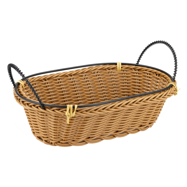 Oval waterproof bread basket with metal handles 23cm