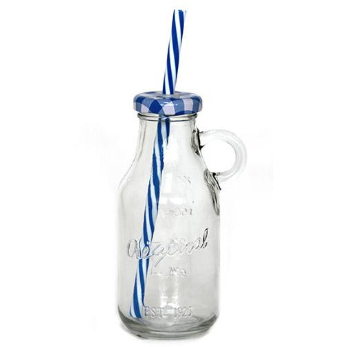 Glass bottle with lid and straw 500ml