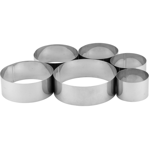 Set of 6 steel baking moulds 6-12cm