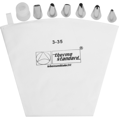 Piping bag with 6 assorted tips