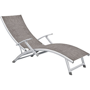 Aluminium frame sun lounger with armrests and 4 reclining positions taupe 180x48cm