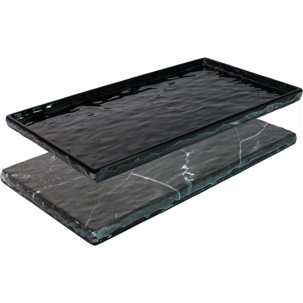 Rectangular melamine tray "Black marble" GN 1/3