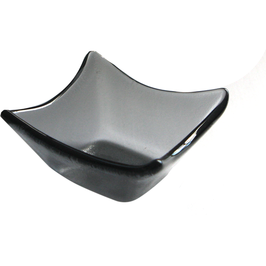 Square smoked glass bowl 9x9cm