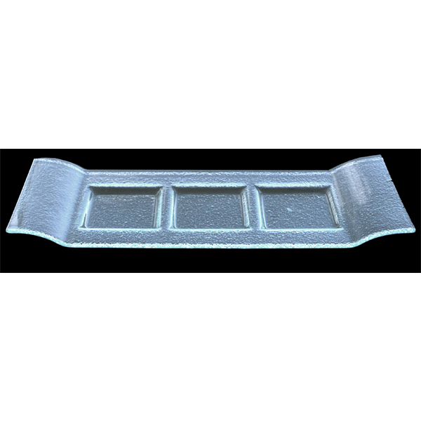 Rectangular clear glass plate with 3 parts 14х39cm