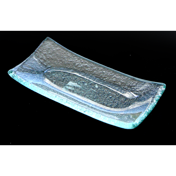 Rectangular clear glass plate 6x12cm