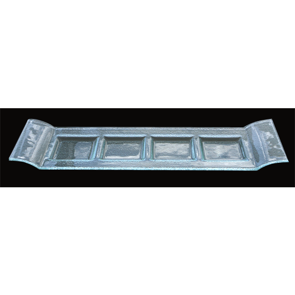 Rectangular clear glass plate with 4 parts 14x48cm