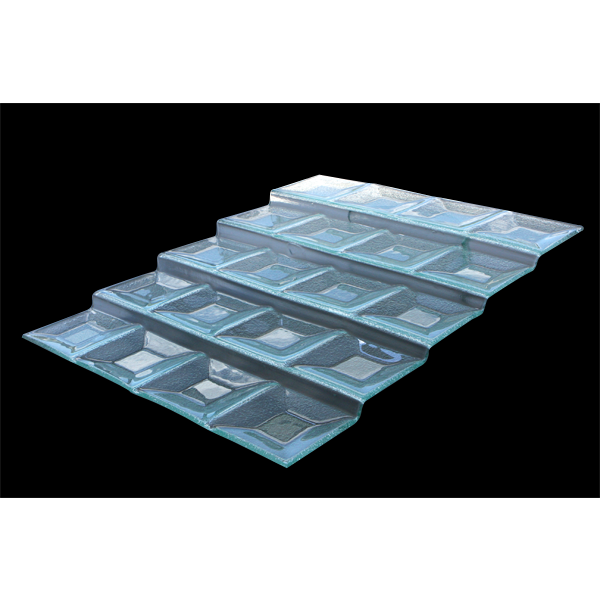 Stepped clear glass display stand 55cm