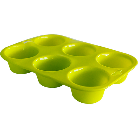 Silicone six cup muffin tray green