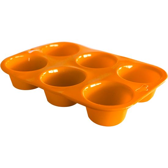 Silicone six cup muffin tray orange