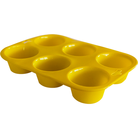 Silicone six cup muffin tray yellow