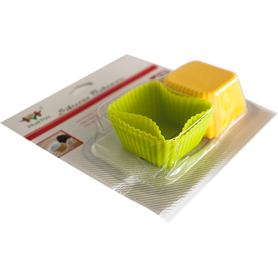 Set of 6 silicone square cupcake cups