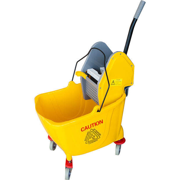 Single mop bucket trolley with wringer yellow 36 litres