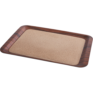 Rectangular laminated tray with cork surface "Walnut" 44сm
