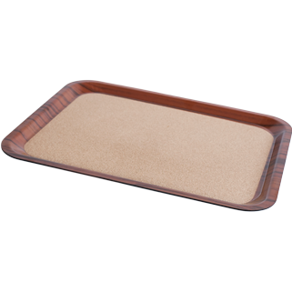 Rectangular laminated tray with cork surface "Walnut" 46сm