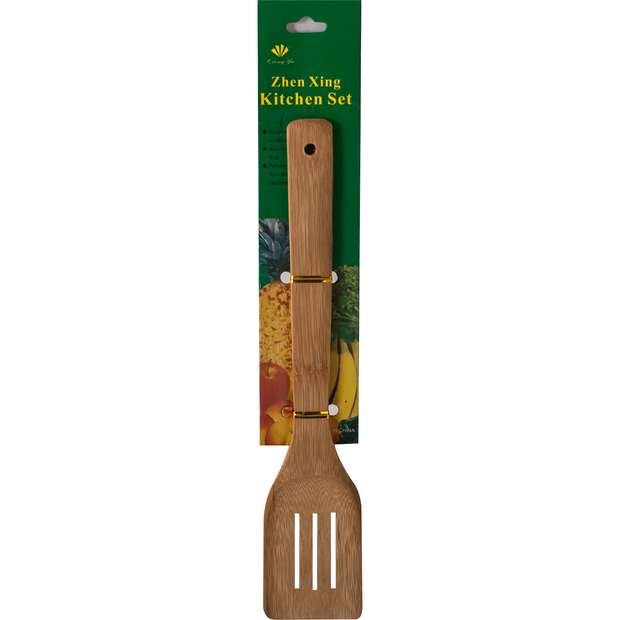 Slotted bamboo spatula