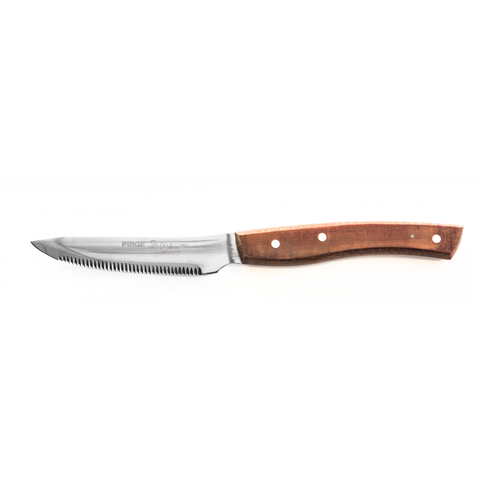 Steak knife with wooden handle