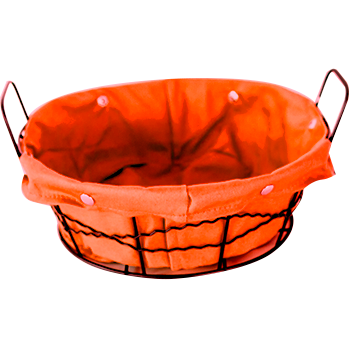 Round metal bread basket with textile liner orange 20cm