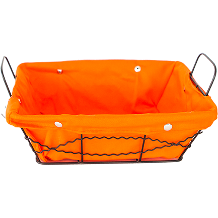 Rectangular metal bread basket with textile liner orange 20cm