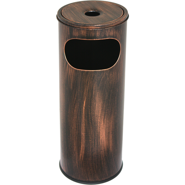 Round hotel trash can with ash tray copper 20 litres