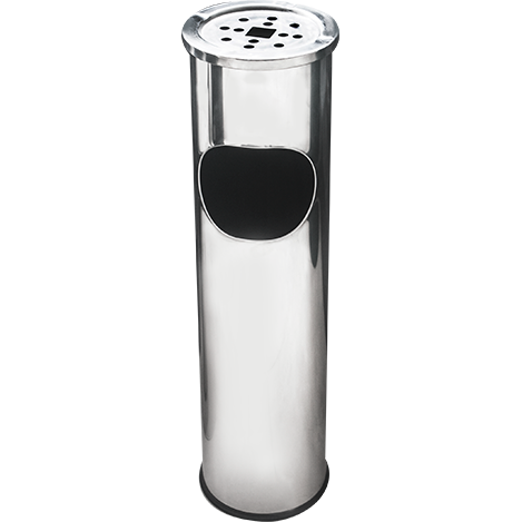 Round hotel trash can with ashtray Chrome 8 litres