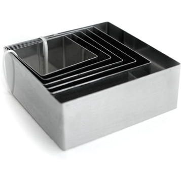 Stainless steel square moulds set of six