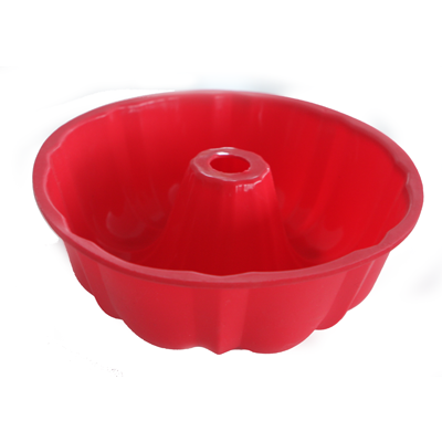 Silicone fluted tube cake pan red 24.5cm