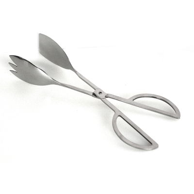 Metal salad serving tongs