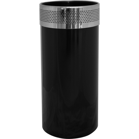 Round metal trash can black with chrome top 30 litres